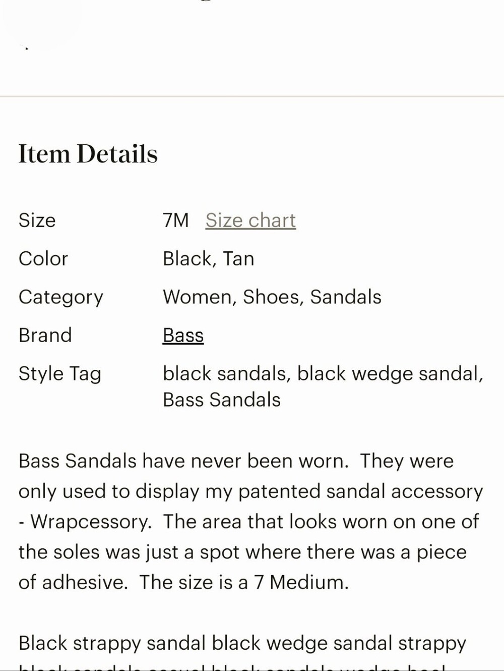 NWOT Bass Black Wedge Sandal - Picture 5 of 5